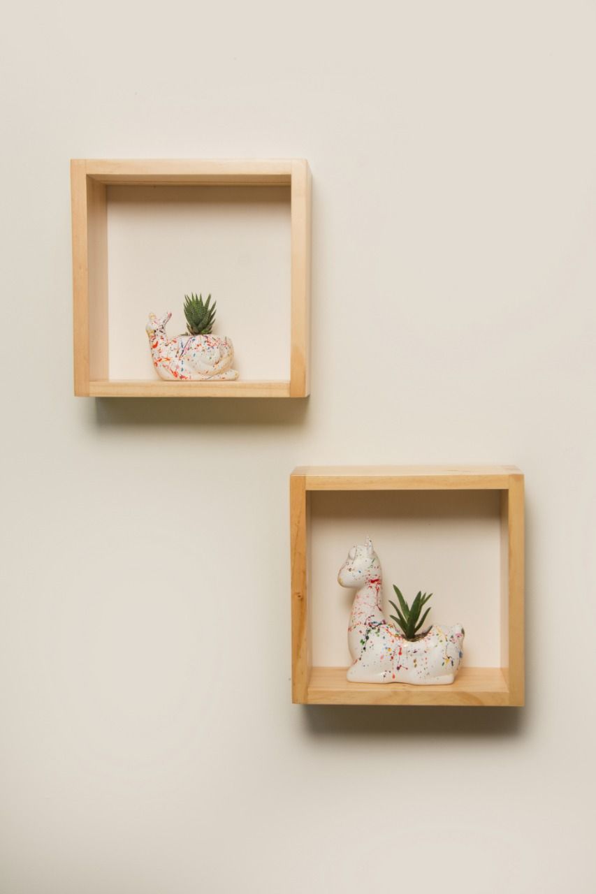 Twin square wall shelf