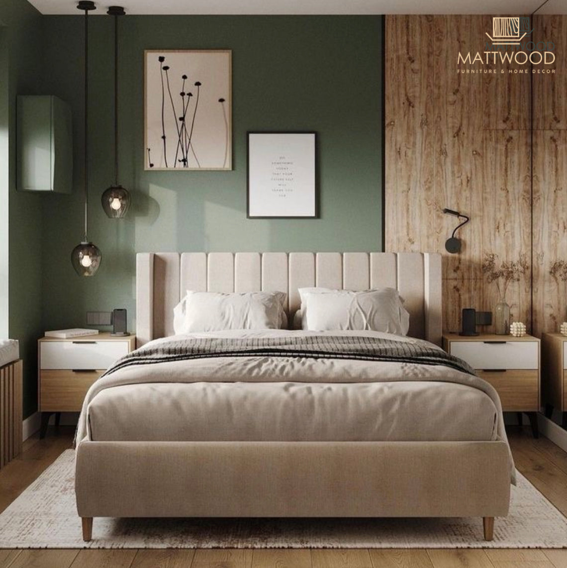 Morgan bed with sidetables