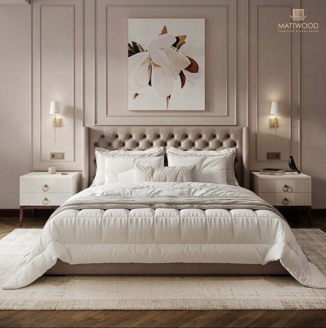 Blanco bed with sidetables