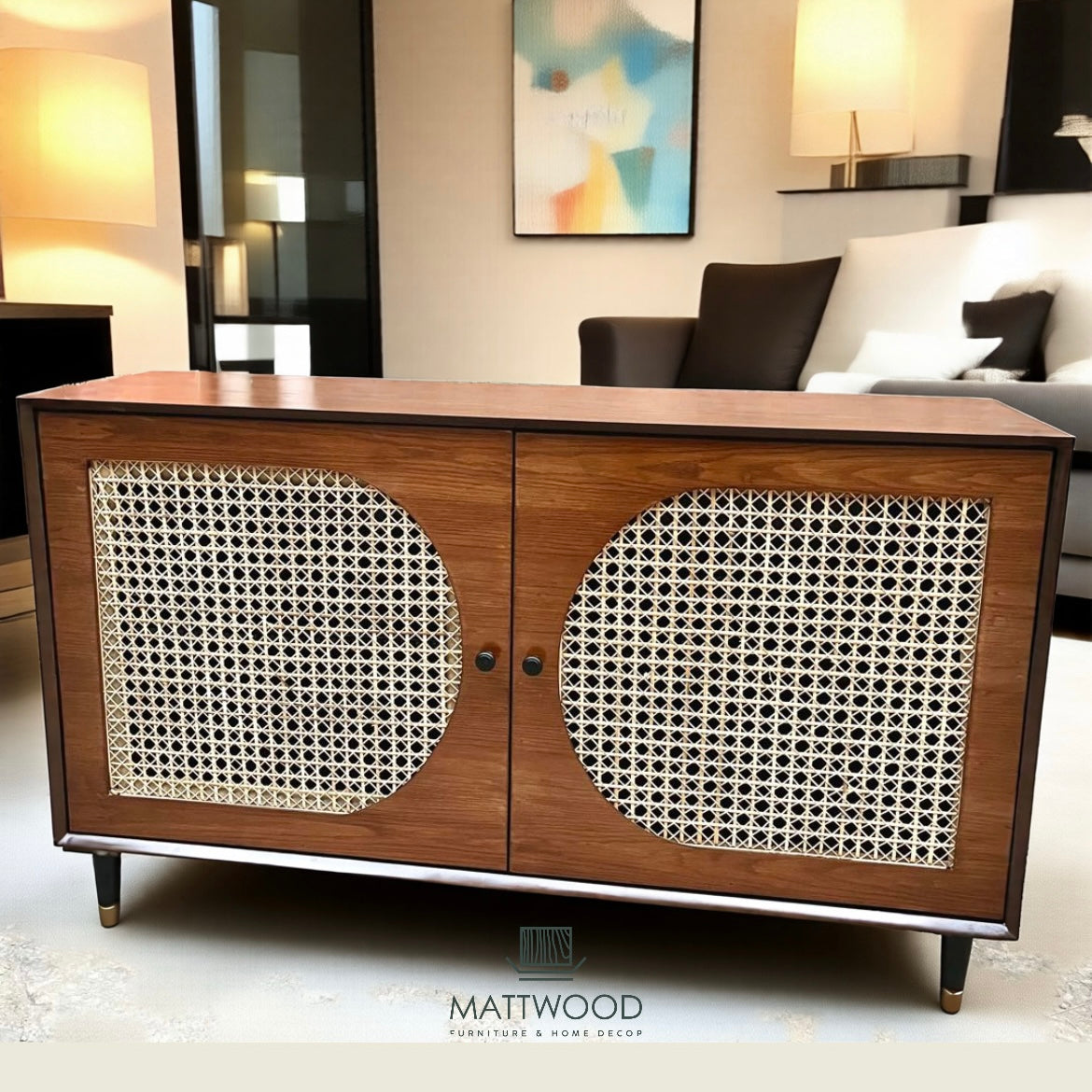 Rattan sideboard console